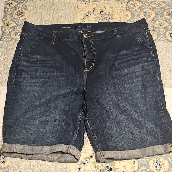 Lane Bryant Pants - Lane Bryant Dark Blue Cuffed Denim Shorts